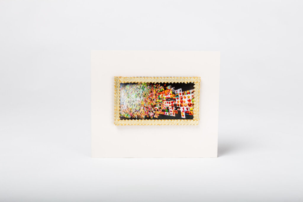 A gilded frame showcasing an image from Trevor Paglen’s From ‘Apple’ to ‘Anomaly‘